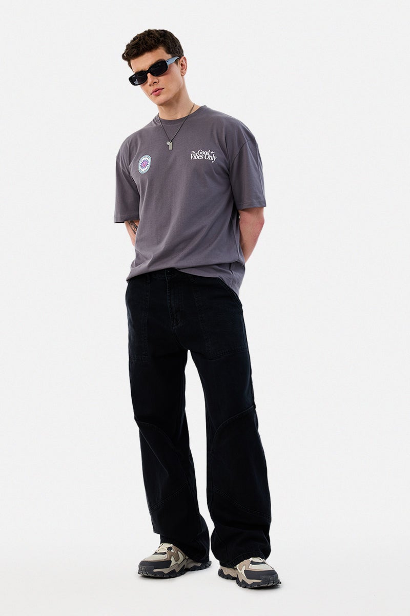 سنيتش بنطلون كارجو واسع أسود - Image 3